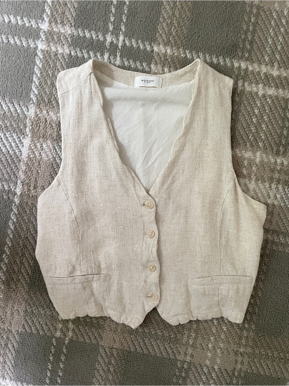 Weekend Los Angeles linen blend cropped vest top L
